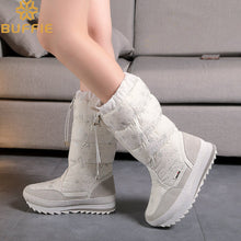 Load image into Gallery viewer, Knee-High Girls winter boots shoe white colour zipper up 2019 new season top quality soft warm fur free shipping teenager female