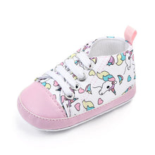 Load image into Gallery viewer, Unicorn graffiti newborn baby girl boys shoes soft shoes