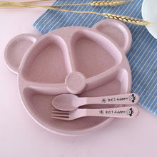 Load image into Gallery viewer, 3Pcs/Set Baby bowl+spoon+fork Feeding Food Tableware Cartoon Bear Kids Dishes Eating Dinnerware Anti-hot Training Dinner Plate
