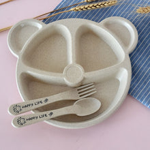 Load image into Gallery viewer, 3Pcs/Set Baby bowl+spoon+fork Feeding Food Tableware Cartoon Bear Kids Dishes Eating Dinnerware Anti-hot Training Dinner Plate