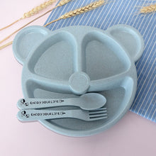 Load image into Gallery viewer, 3Pcs/Set Baby bowl+spoon+fork Feeding Food Tableware Cartoon Bear Kids Dishes Eating Dinnerware Anti-hot Training Dinner Plate
