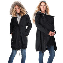 Load image into Gallery viewer, Maternity Coat Jacket Kangaroo Outfit Keep Thin Windbreaker Mother Fur Collar Outwear Pregnant Woman Baby Carrier Hooded Coat