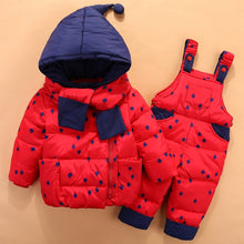 Load image into Gallery viewer, 2019 Baby Boys Clothes Winter Snowsuit Kids Down Jacket For Girls Winter Overalls For Girls Coat Clothes Set Infant Suit