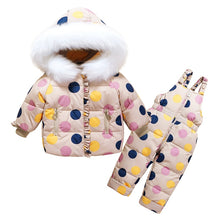 Load image into Gallery viewer, Children Winter Clothing Sets Toddler Kids Warm White Duck Down Jackets + Jumpsuit 2 Pcs Baby Girl Snowsuit Coats Pants Overcoat