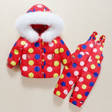 Load image into Gallery viewer, Children Winter Clothing Sets Toddler Kids Warm White Duck Down Jackets + Jumpsuit 2 Pcs Baby Girl Snowsuit Coats Pants Overcoat