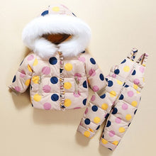 Load image into Gallery viewer, Children Winter Clothing Sets Toddler Kids Warm White Duck Down Jackets + Jumpsuit 2 Pcs Baby Girl Snowsuit Coats Pants Overcoat