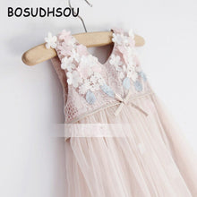 Load image into Gallery viewer, Bosudhsou Baby Girls Princess Sleeveless Braces Children Clothing Kids One-piece Dress Chiffon Floral Dress Wedding YL-79