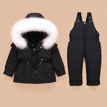 Load image into Gallery viewer, Beige Infant Baby Snowsuit 2pcs Sets Hooded Thick Down Jacket Outerwear+Warm Jumpsuit Toddler Boys Girls Skiing Suit Outdoor