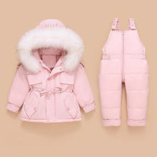 Load image into Gallery viewer, Beige Infant Baby Snowsuit 2pcs Sets Hooded Thick Down Jacket Outerwear+Warm Jumpsuit Toddler Boys Girls Skiing Suit Outdoor