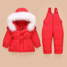 Load image into Gallery viewer, Beige Infant Baby Snowsuit 2pcs Sets Hooded Thick Down Jacket Outerwear+Warm Jumpsuit Toddler Boys Girls Skiing Suit Outdoor