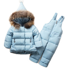 Load image into Gallery viewer, 2018 Winter Baby Girl Down Jackets Natural Fur Boy Down Coats Hooded Snow Wear Girls Down Jacket 80cm 90cm 100cm 6M-2T