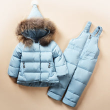 Load image into Gallery viewer, 2018 Winter Baby Girl Down Jackets Natural Fur Boy Down Coats Hooded Snow Wear Girls Down Jacket 80cm 90cm 100cm 6M-2T