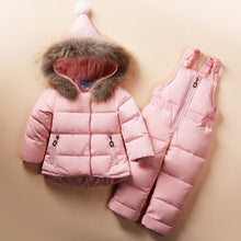 Load image into Gallery viewer, 2018 Winter Baby Girl Down Jackets Natural Fur Boy Down Coats Hooded Snow Wear Girls Down Jacket 80cm 90cm 100cm 6M-2T