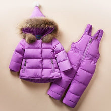 Load image into Gallery viewer, 2018 Winter Baby Girl Down Jackets Natural Fur Boy Down Coats Hooded Snow Wear Girls Down Jacket 80cm 90cm 100cm 6M-2T