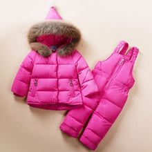 Load image into Gallery viewer, 2018 Winter Baby Girl Down Jackets Natural Fur Boy Down Coats Hooded Snow Wear Girls Down Jacket 80cm 90cm 100cm 6M-2T