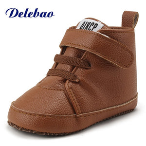 Delebao Pu Leather Hook & Loop Baby Shoes Cotton Sole Infrant Toddler