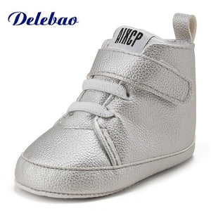 Delebao Pu Leather Hook & Loop Baby Shoes Cotton Sole Infrant Toddler