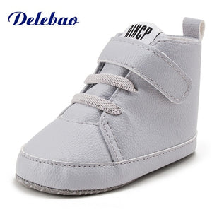 Delebao Pu Leather Hook & Loop Baby Shoes Cotton Sole Infrant Toddler