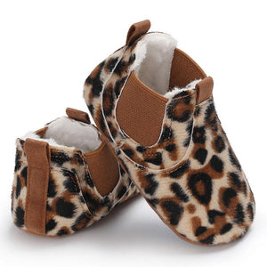 Leather shoes Newborn baby girl heart autumn lace Leopard