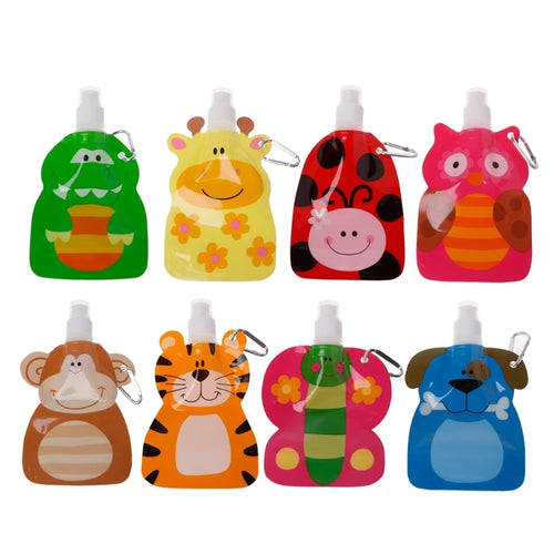 360ml Eco Friendly Foldable Cartoon Baby Water Feeding Bag Cups Travel Drink Bottle Safe for Kids