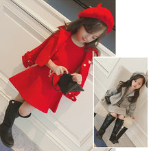 Load image into Gallery viewer, Children's clothes 2019 spring and winter style infant baby kids clothing sets girls wool coat and dress and hat 3pieces jackets