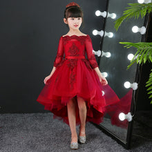 Load image into Gallery viewer, Children Weddings Events Evening Party Flower Girl Dresses Noble Burgundy Junior Bridesmaid Dress Kids Birthday Communion Gowns