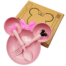 Load image into Gallery viewer, 3Pcs/Set Baby Eating Food Tableware Dishes Kids Dinner Bowl Spoon Fork Fruit Plate Heath Children Training Dinnerware with box