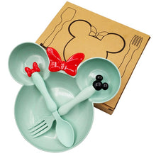 Load image into Gallery viewer, 3Pcs/Set Baby Eating Food Tableware Dishes Kids Dinner Bowl Spoon Fork Fruit Plate Heath Children Training Dinnerware with box