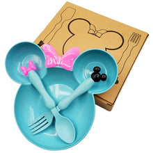 Load image into Gallery viewer, 3Pcs/Set Baby Eating Food Tableware Dishes Kids Dinner Bowl Spoon Fork Fruit Plate Heath Children Training Dinnerware with box