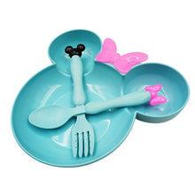 Load image into Gallery viewer, 3Pcs/Set Baby Eating Food Tableware Dishes Kids Dinner Bowl Spoon Fork Fruit Plate Heath Children Training Dinnerware with box