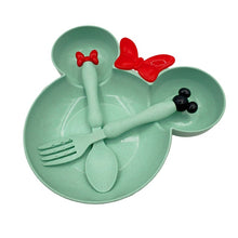 Load image into Gallery viewer, 3Pcs/Set Baby Eating Food Tableware Dishes Kids Dinner Bowl Spoon Fork Fruit Plate Heath Children Training Dinnerware with box