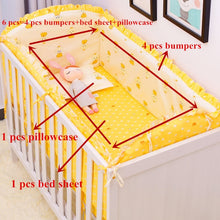 Load image into Gallery viewer, 6pcs/set Blue Universe Design Crib Bedding Set Cotton Toddler Baby Bed Linens Include Baby Cot Bumpers Bed Sheet Pillowcase